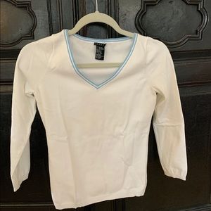Theory white long sleeve with light blue lining